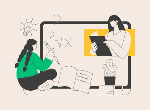 The student is learning to solve mathematics problems through online mode of education.